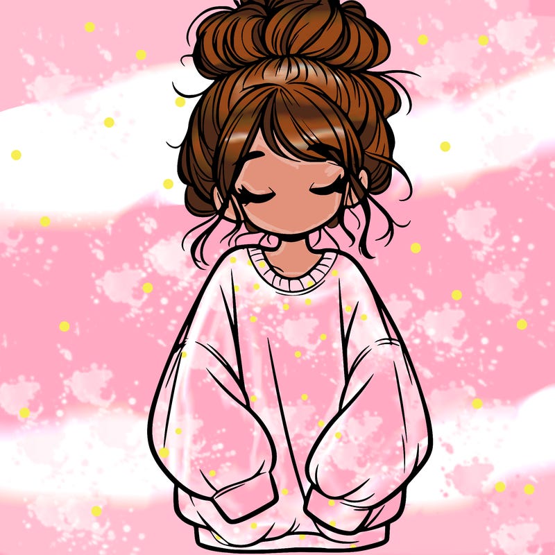 girl with baggy sweatshirt and messy bun