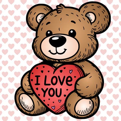teddy bear holding an i love you heart