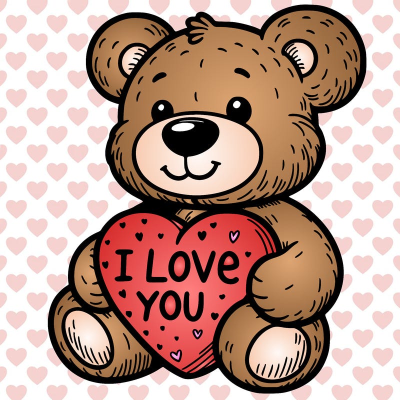 teddy bear holding an i love you heart