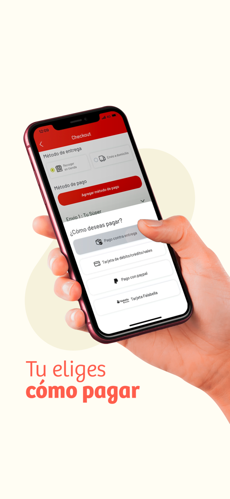 Pantalla de pago de la app móvil Soriana mostrando múltiples métodos de pago y opciones de entrega