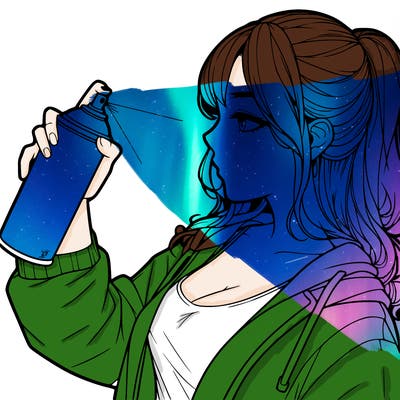 a realistic girl spray, painting