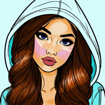 realistic beautiful girl with a hood on