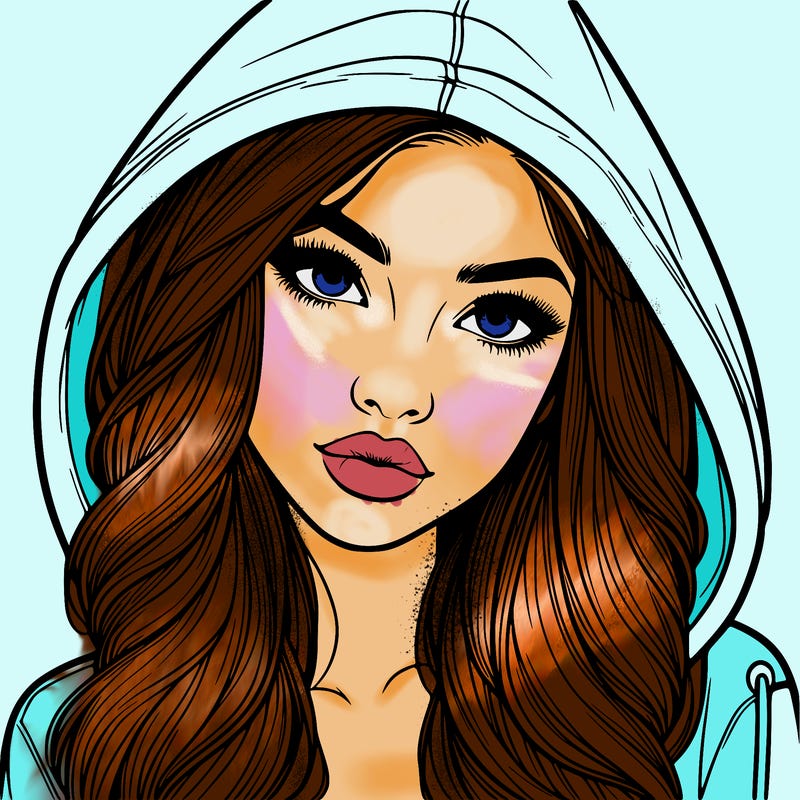 realistic beautiful girl with a hood on