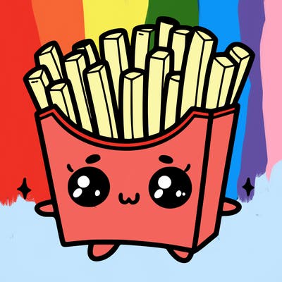 a cute. french fries