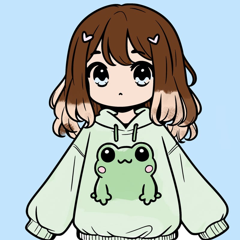 girl wearing frogging sweatshirt
