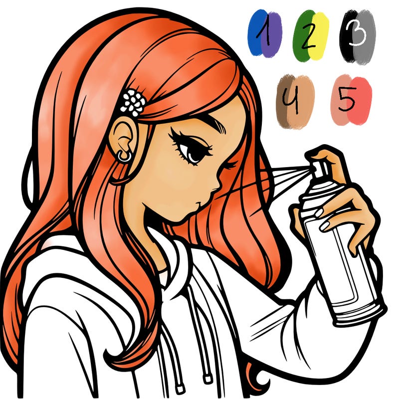 a realistic girl spray painting