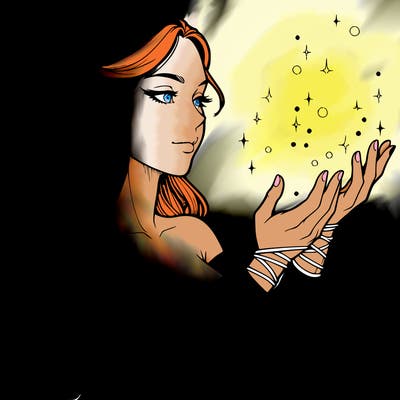 realistic elf girl doing magic