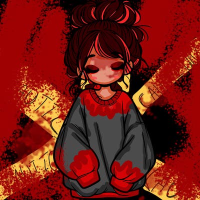 girl with baggy sweatshirt and messy bun