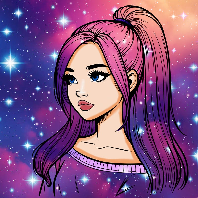 realistic girl with a high ponytail