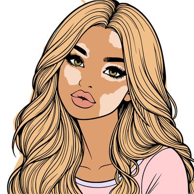 realistic girl with hair on her hair and lips