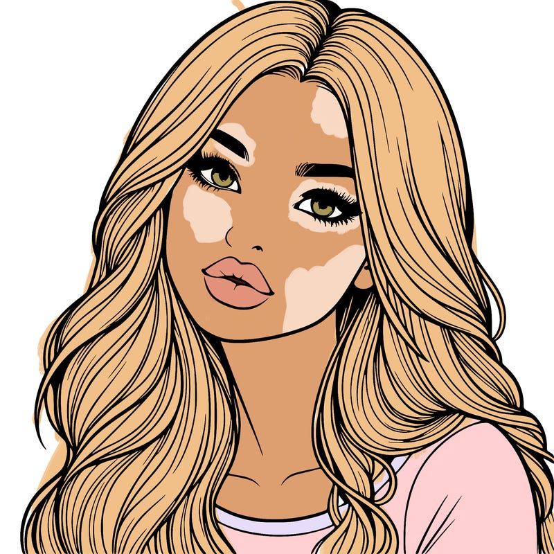 realistic girl with hair on her hair and lips