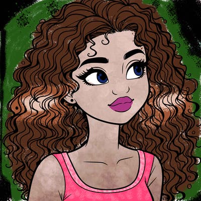 realistic girl with curly hair