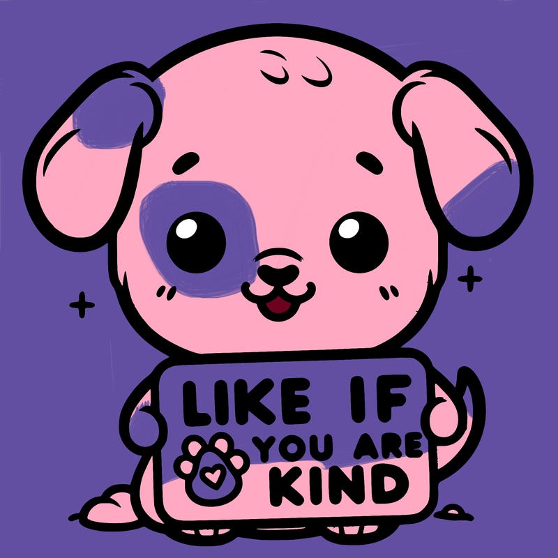 make a sign that says like if you are kind with a cute little dog
