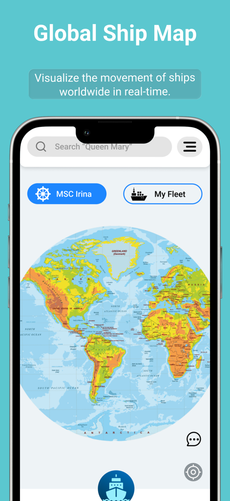 Marine Radar: Ship Tracking - Mapa de seguimiento de barcos global en la pantalla de un teléfono móvil