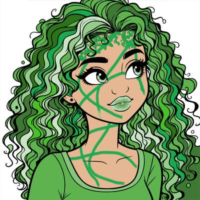 realistic girl with curly hair