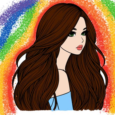 realistic girl with long realistic hair