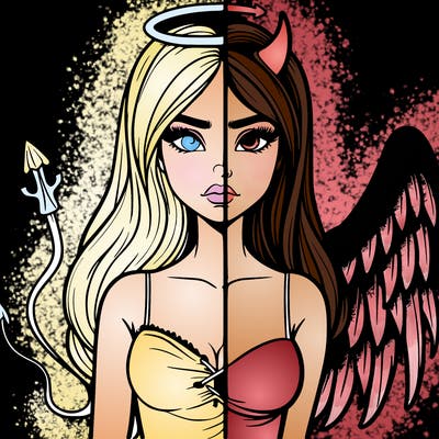 devil vs angel realistic girl