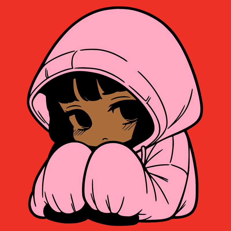 sad girl in oversised hoodie