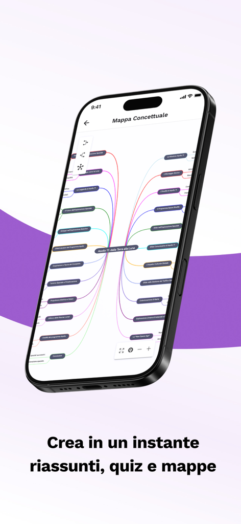 Docsity AI: appunti smart - App Docsity AI che visualizza una mappa concettuale interattiva per i materiali di studio degli studenti