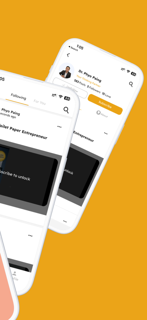 Insidernote - Insidernote app interface showing a creator profile and subscription-locked content.
