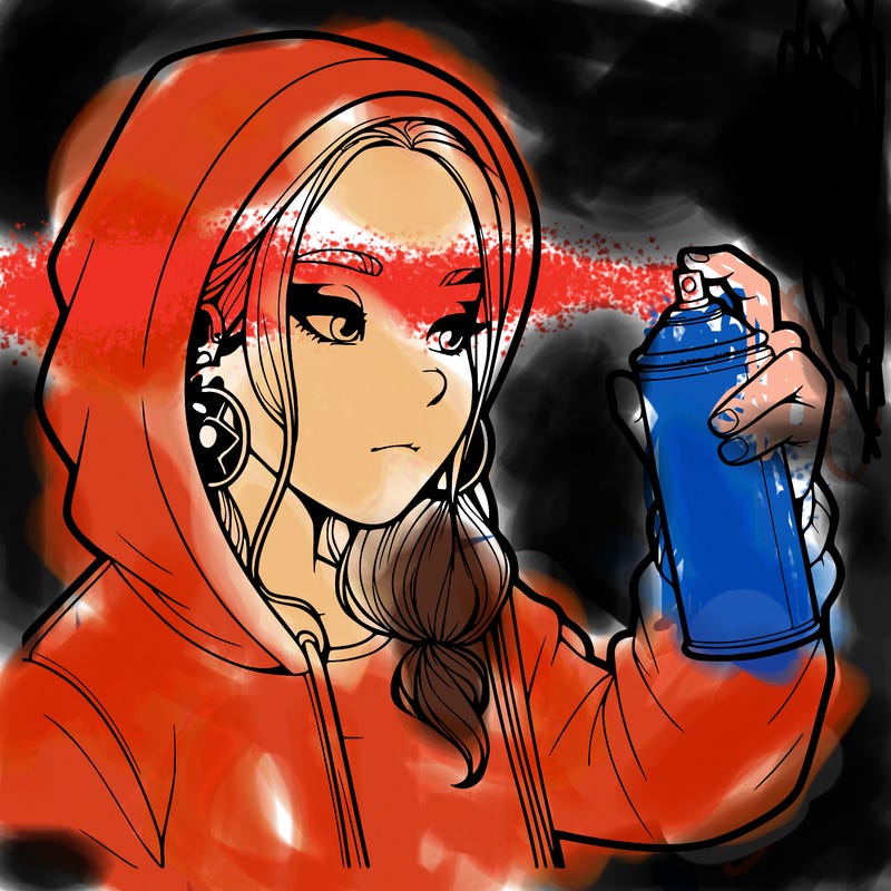 a realistic girl, spray painting