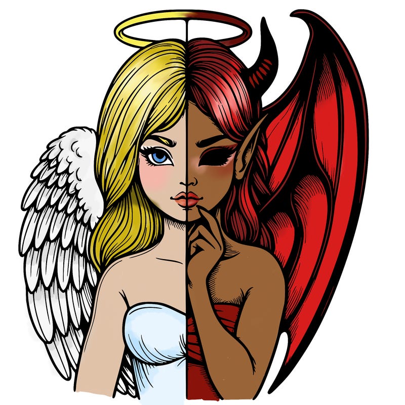 realistic angel half demon