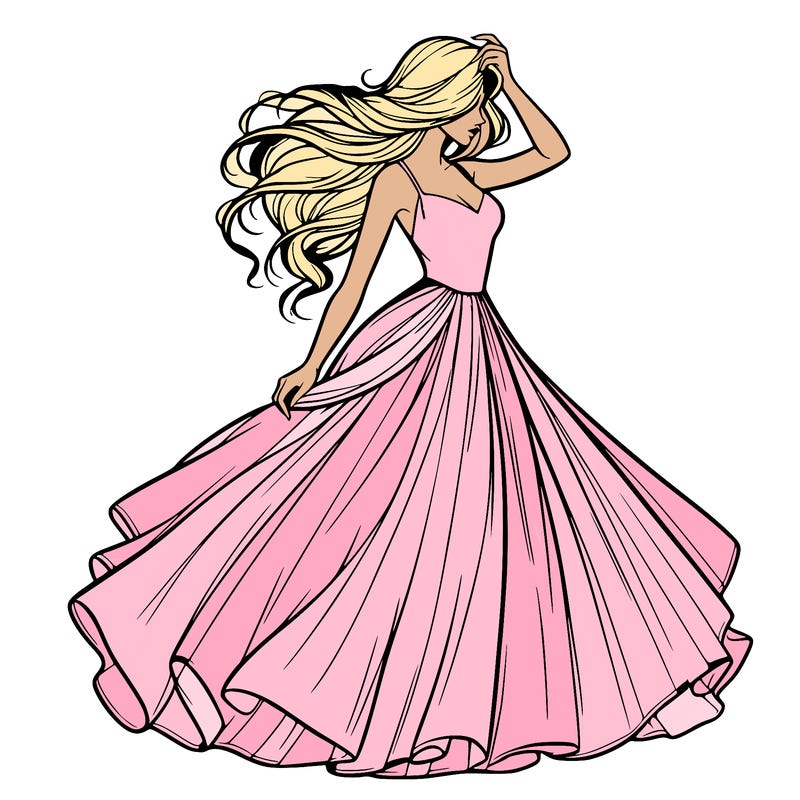 realistic woman with dress flowing in the wind