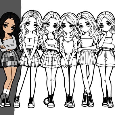 a group of girls realistic