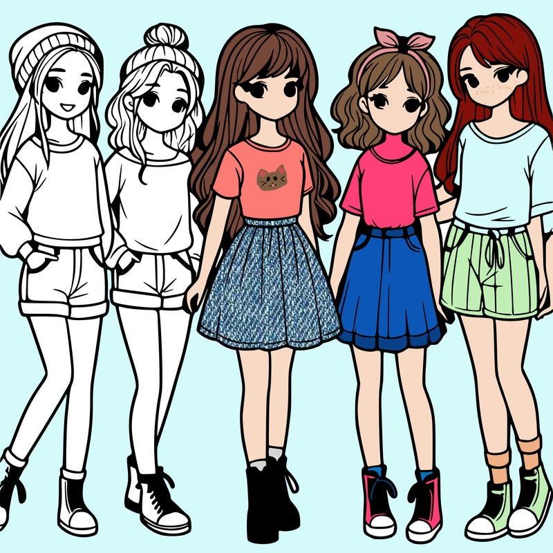 a group of five girls