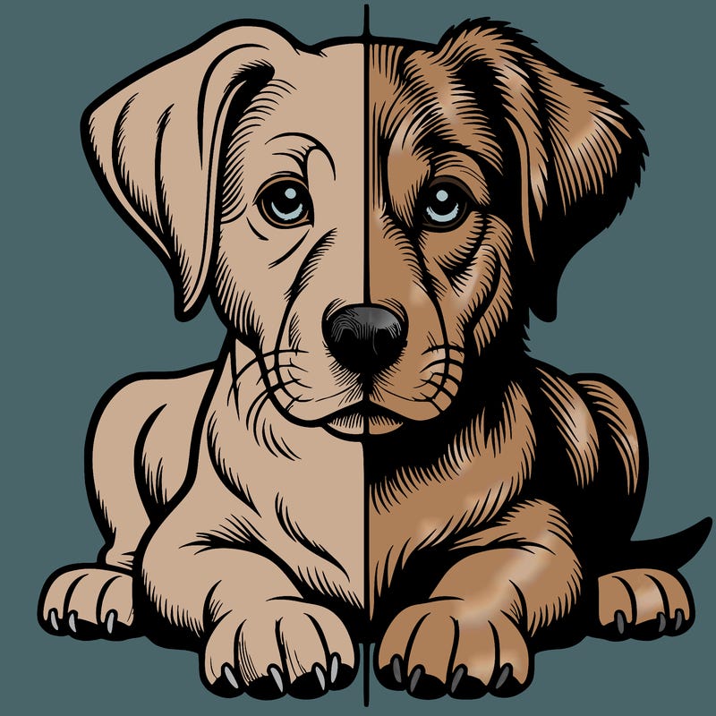 realistic dog split picture