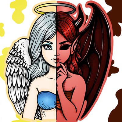 realistic angel half demon