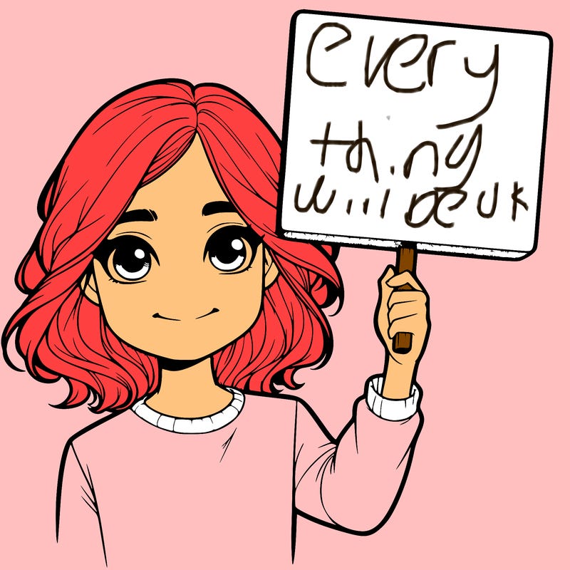 realistic girl holding up a sign