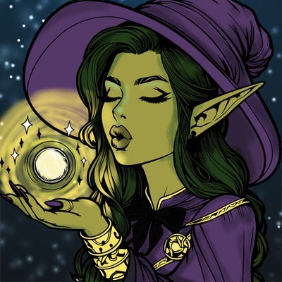 realistic elf casting a spell with lips