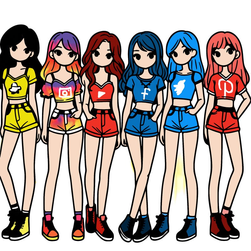 a group of girls wearing crop tops and shorts