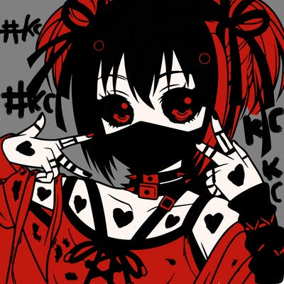 anime girl with emo style and mask