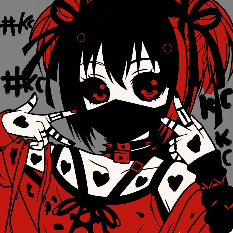 anime girl with emo style and mask