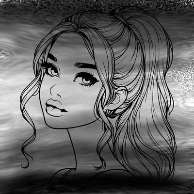 realistic girl with a ponytail on her hair and lips