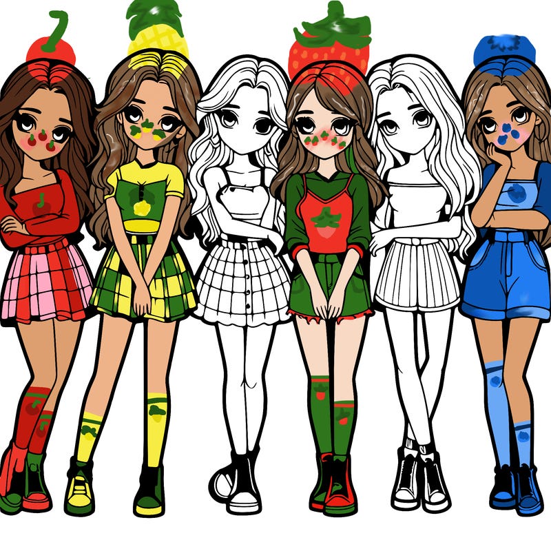 a group of girls realistic