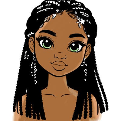 a realistic black girl with braids