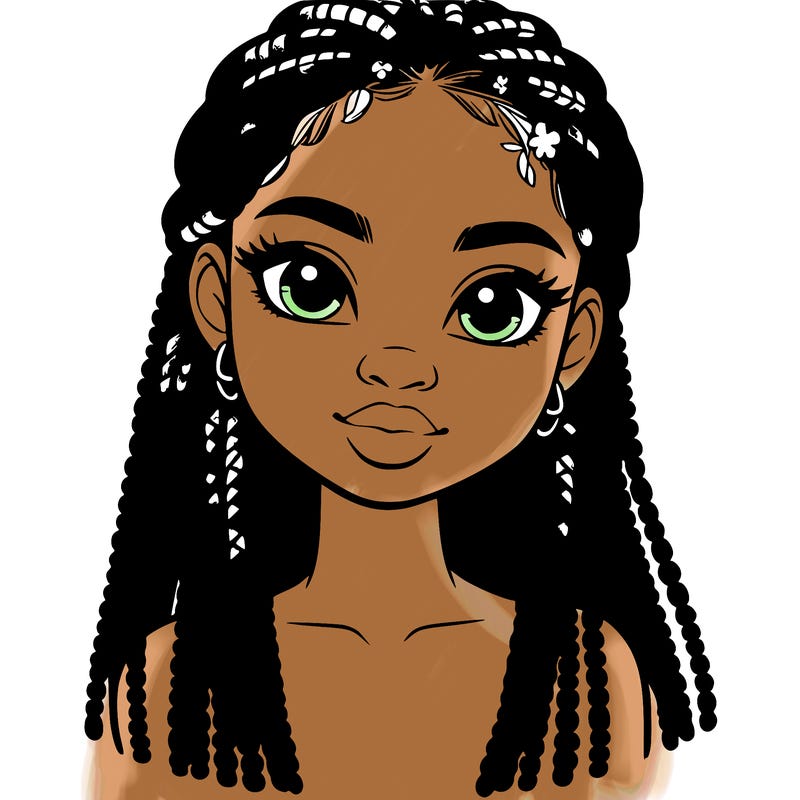 a realistic black girl with braids