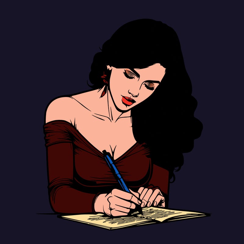 realistic female writing poetry