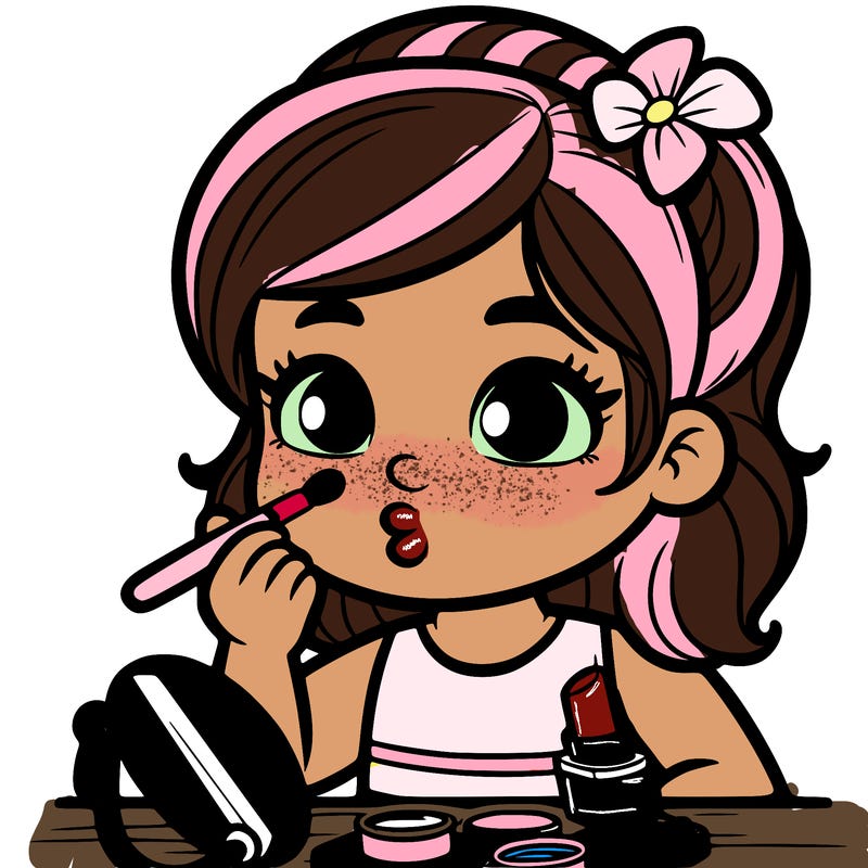 a kid doing her makeup