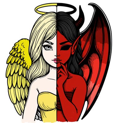 realistic angel half demon