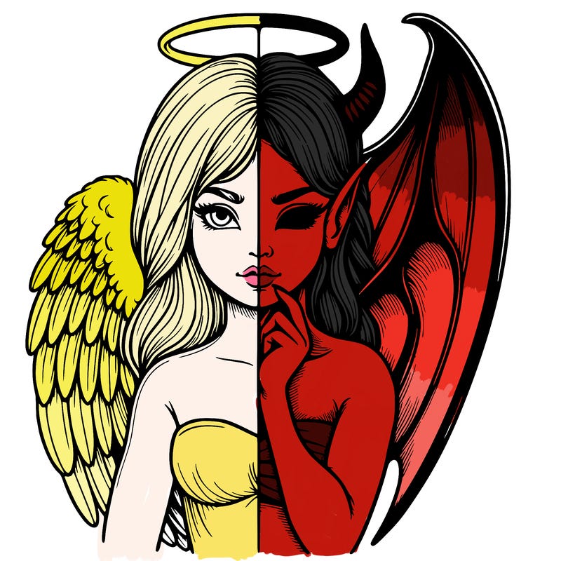 realistic angel half demon