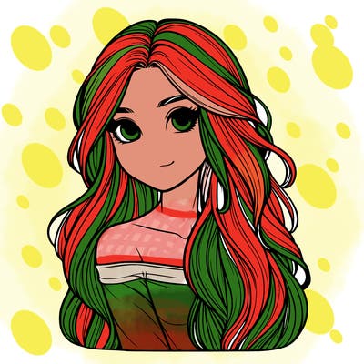 realistic girl with long hair