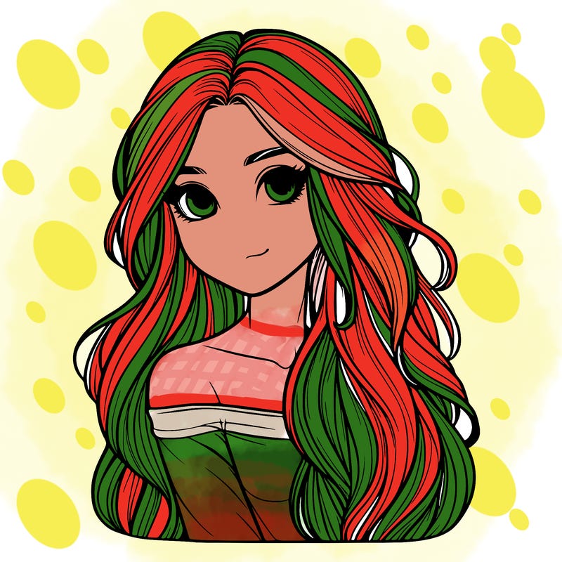 realistic girl with long hair