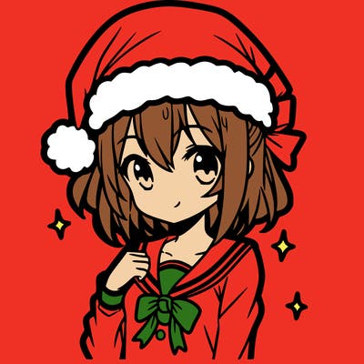 anime girl wearing a santa hat