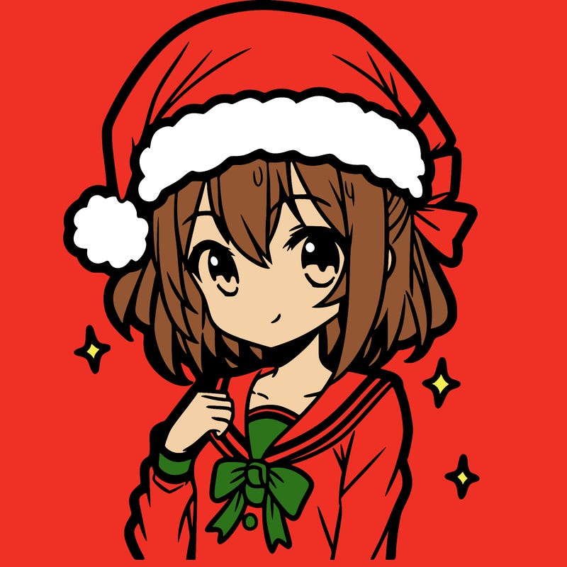 anime girl wearing a santa hat