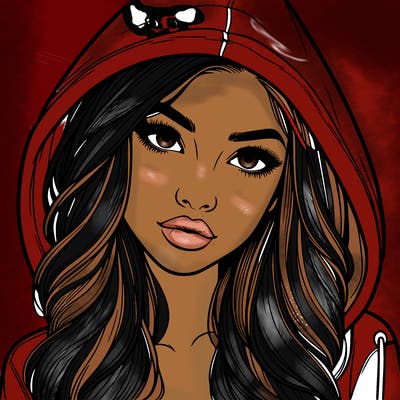 realistic beautiful girl with a hood on