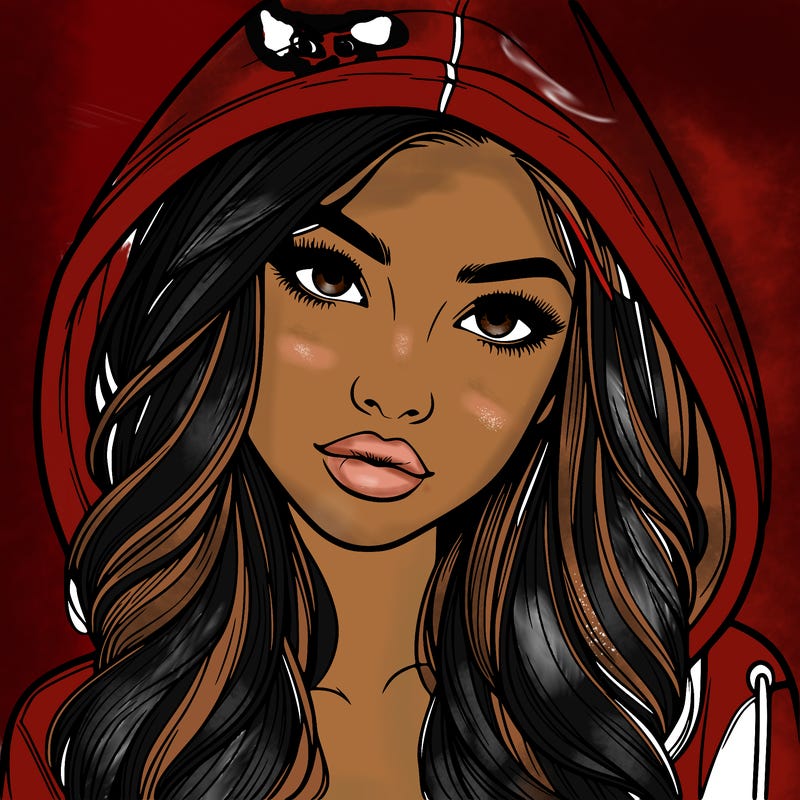 realistic beautiful girl with a hood on